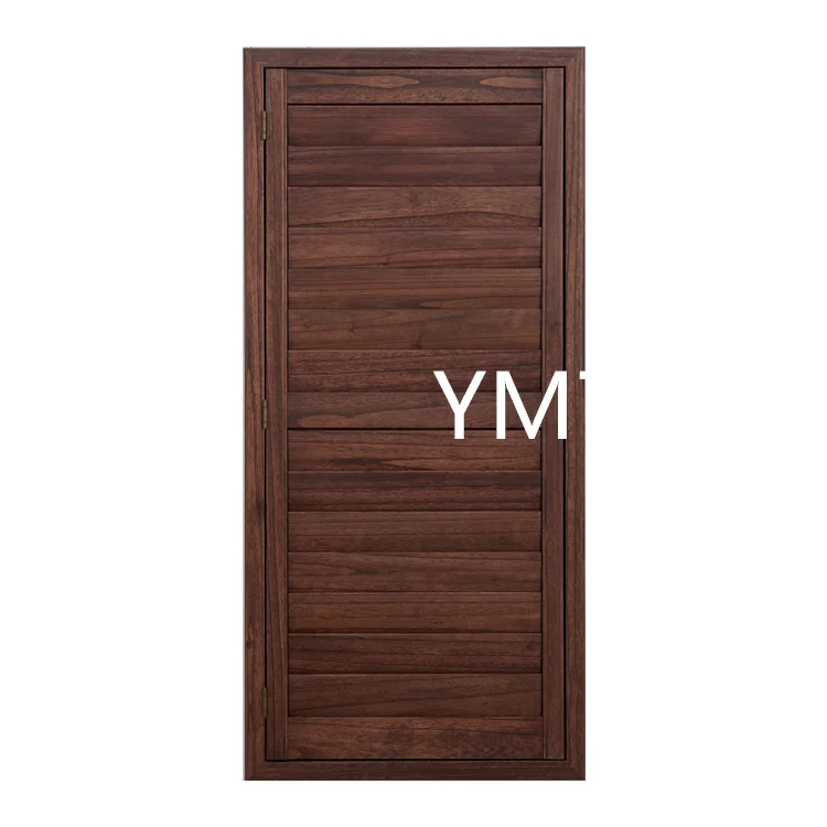 Vintage stained shutters shade and ventilate for privacy in bedrooms, living rooms, bathrooms