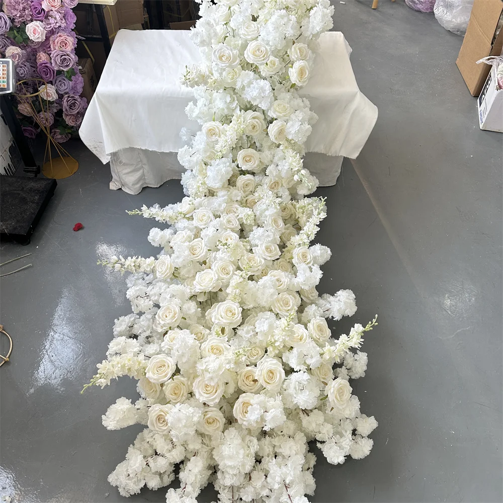 IFG Cherry Blossom and Rose Floral Trailing Silk Runners Arch-shaped Table Decor for Wedding Christmas Graduation Easter