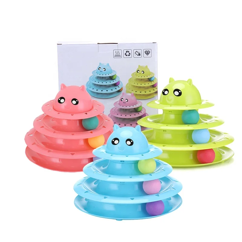 3 Layers Detachable Rotatable Design Balls Turntable Cat Toys For Scratching