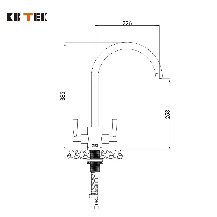KB TEK Most Popular Luxury Design Durable Single Hole Mounted Faucet Kitchen mixer Modern Brush Brass Mixer Tap