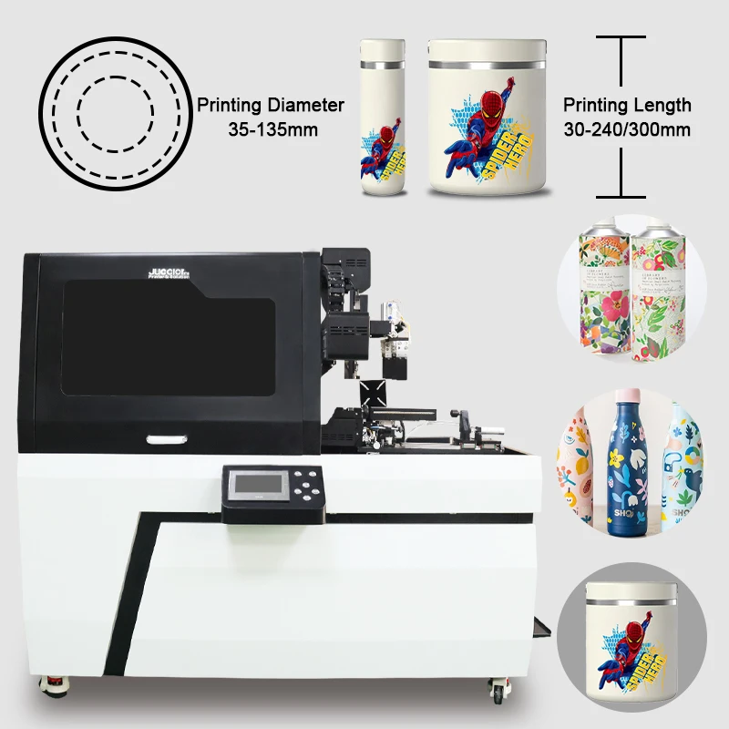 Rotary Cylinder UV Printing Machine 3-4 Head G5 G6 Digital Automatic Plastic Cup Glass Bottle Cylindrical UV Printer