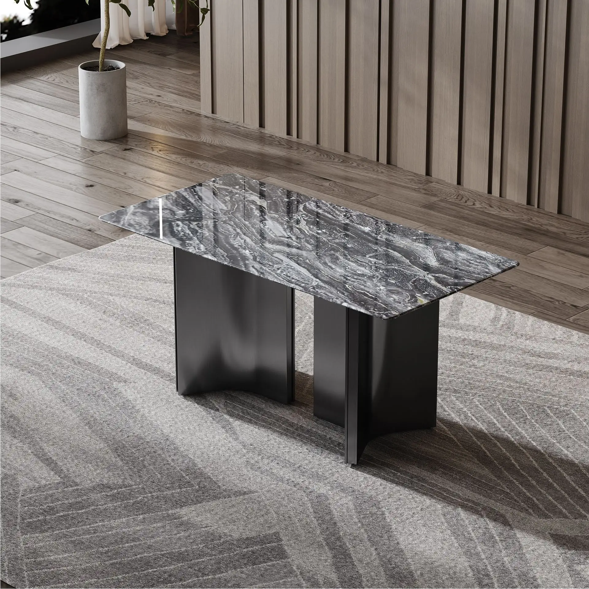 Modern High Quality Extendable Dining Table Eco-Friendly Anti-Pollution Ceramic Sintered Stone Enhances Dining Room Furniture