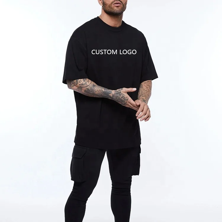 Custom High Quality 95 Cotton 5 Elastane Athletic Plus Size Print T-Shirts Men Vintage Drop Shoulder Mens Oversized Gym T Shirt