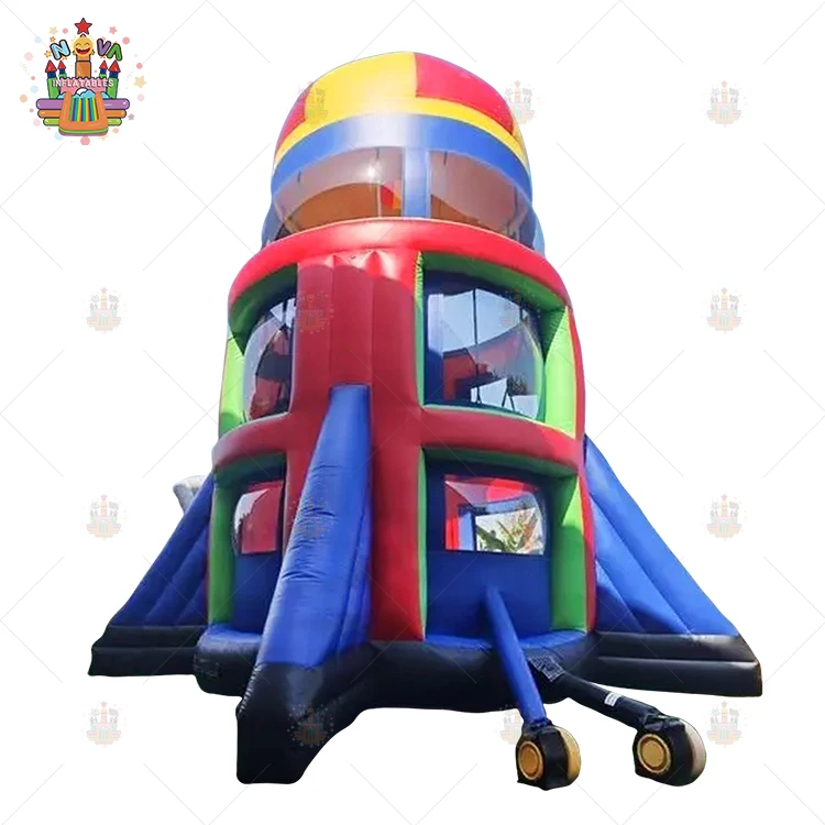 Fun Inflatable Airborne Adventure Sport Game inflatable space rocket bouncer bounce house for kids inflatable parachute ride