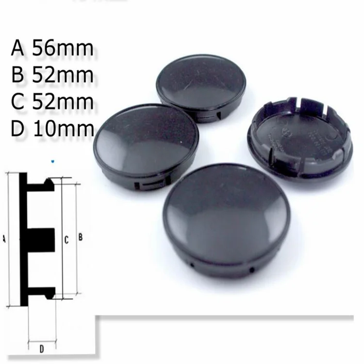 56mm ABS  Custom Chrome Car Decoration  Black Hub Cap Centre Cap Car Wheel Center Caps