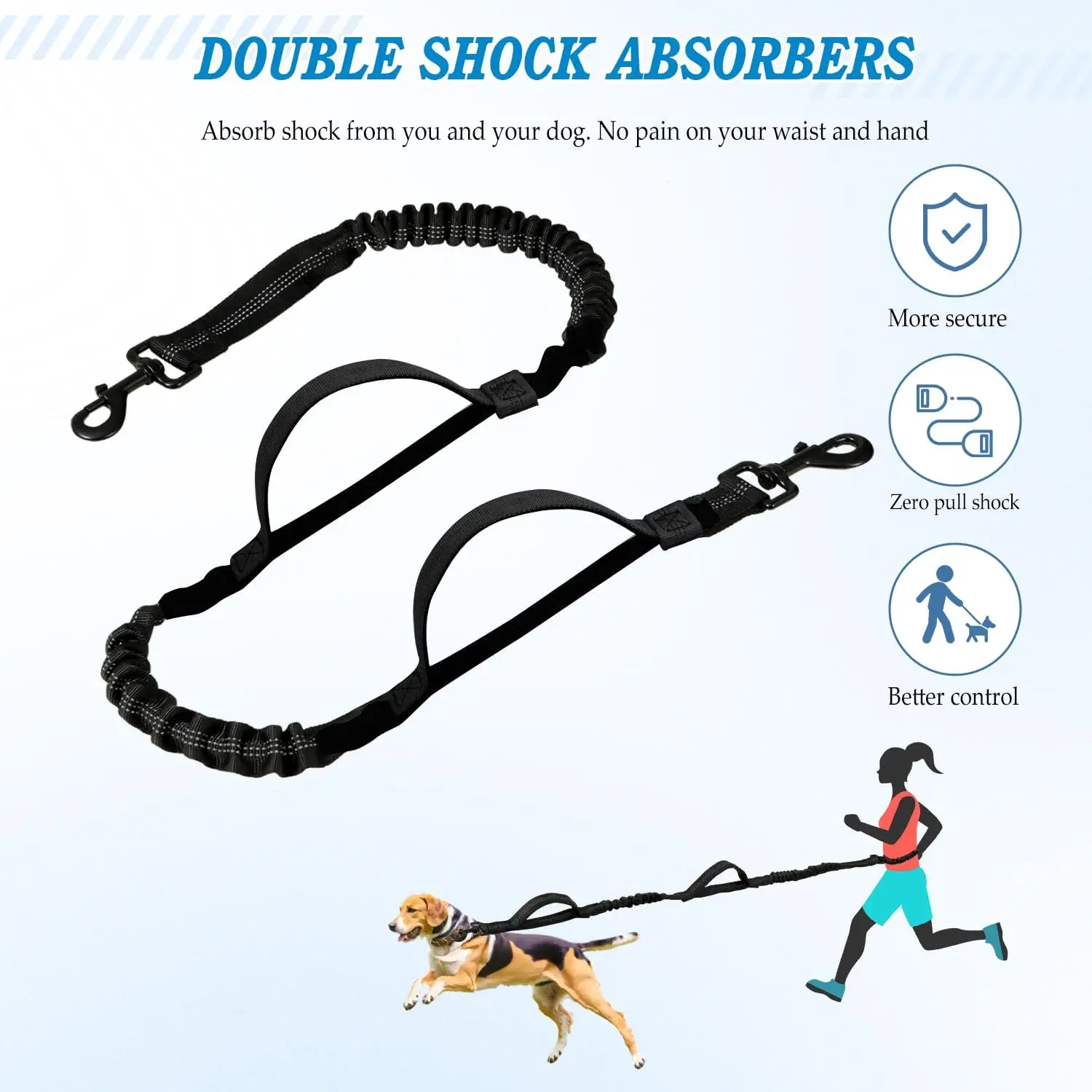 High Quality Plastic Waterproof Hands Free Dog Belt Rope Leash With Clamps For Outdoor Walking Running
