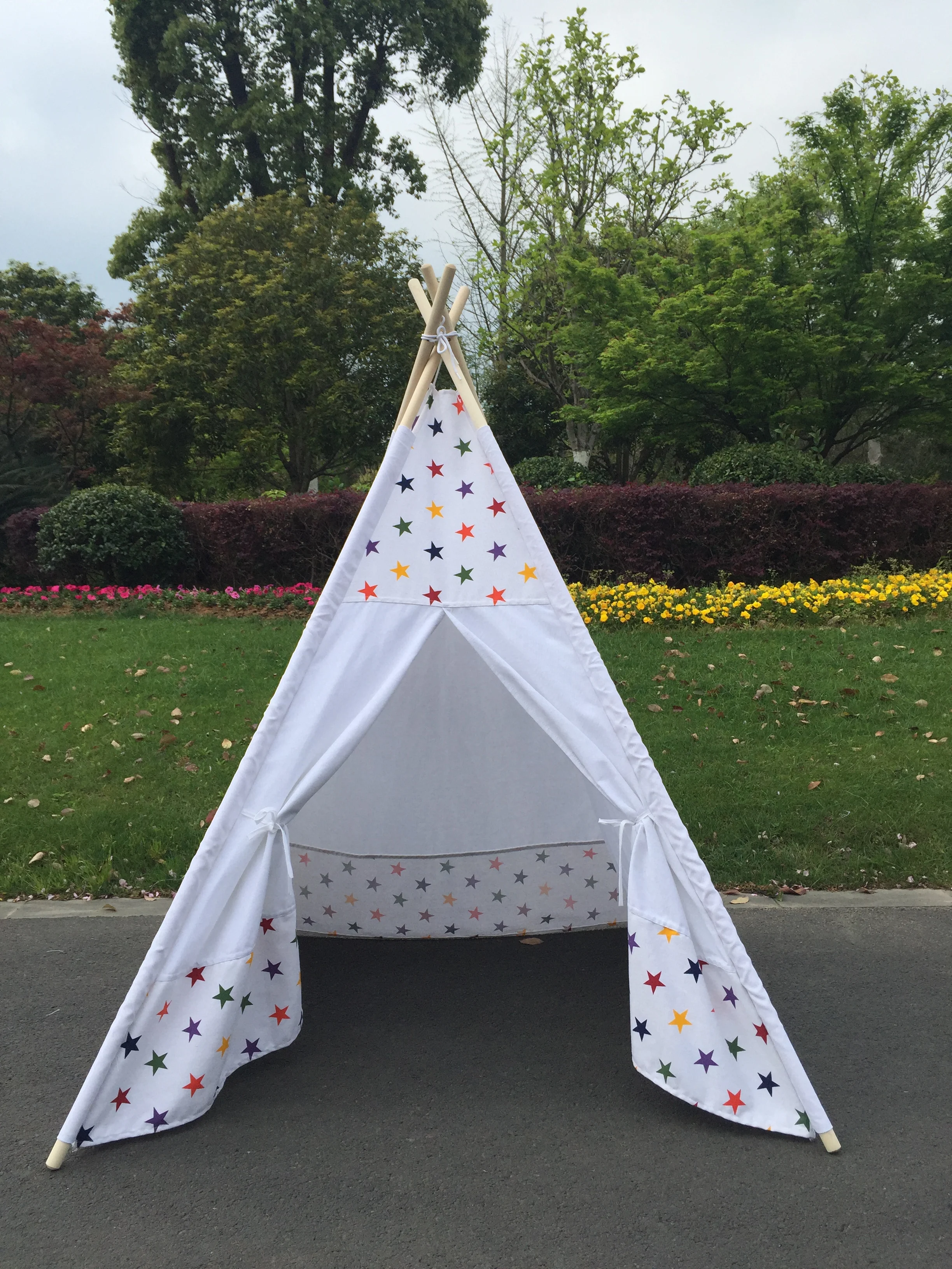 star Indoor  Outdoor  Wooden Canvas Kids cheap grow Play camping  indian teepee tent