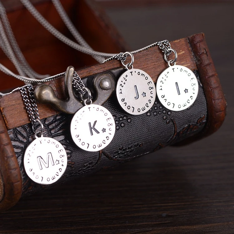 Wholesale real S925 Sterling Silver Necklace Jewelry Vintage Figaro Chain Cuban chain crown letter pendant set chain for women