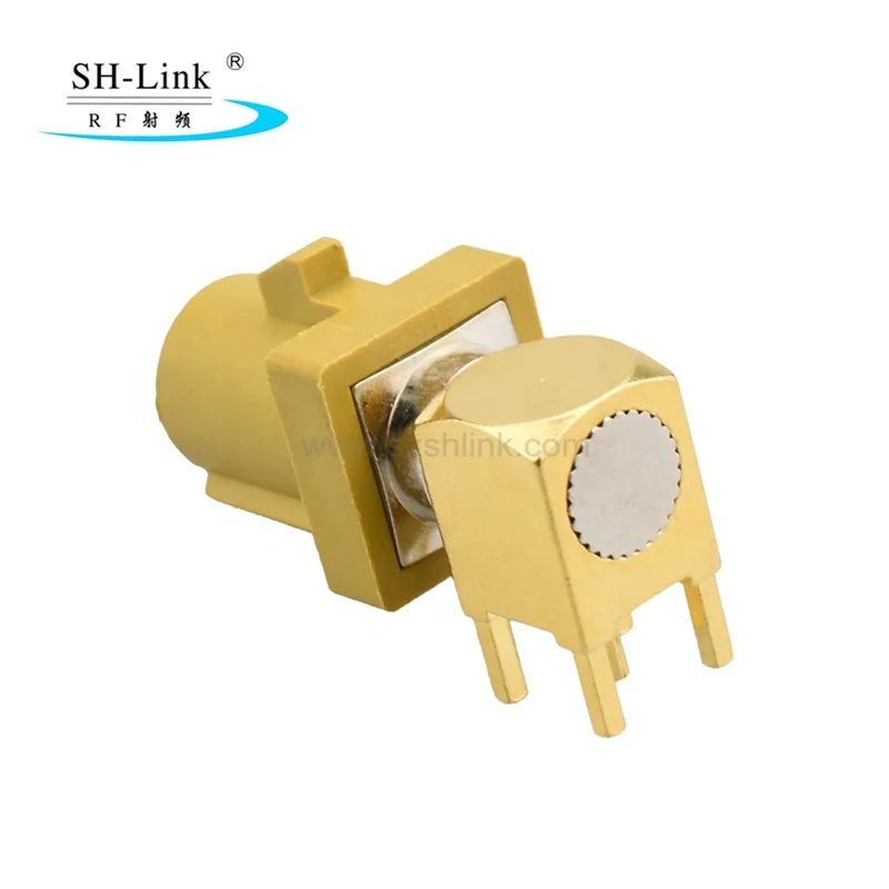 Fakra K Male Curry Right Angle Thru Hole PCB Solder Connector for Car