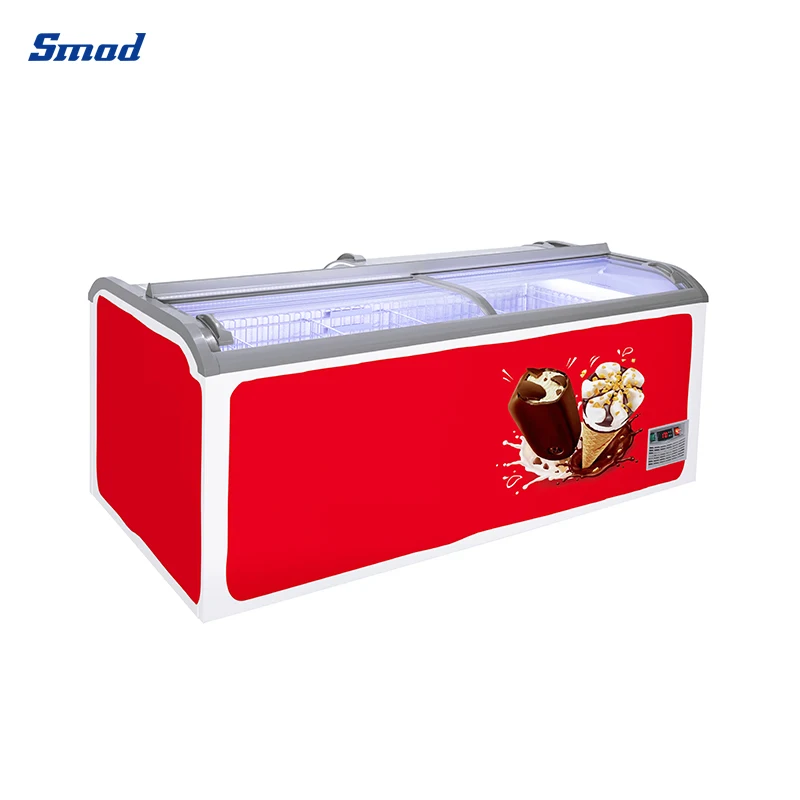 Smad 1000L Big Capacity Double Sides Sliding Door Chest Freezer For Supermarket