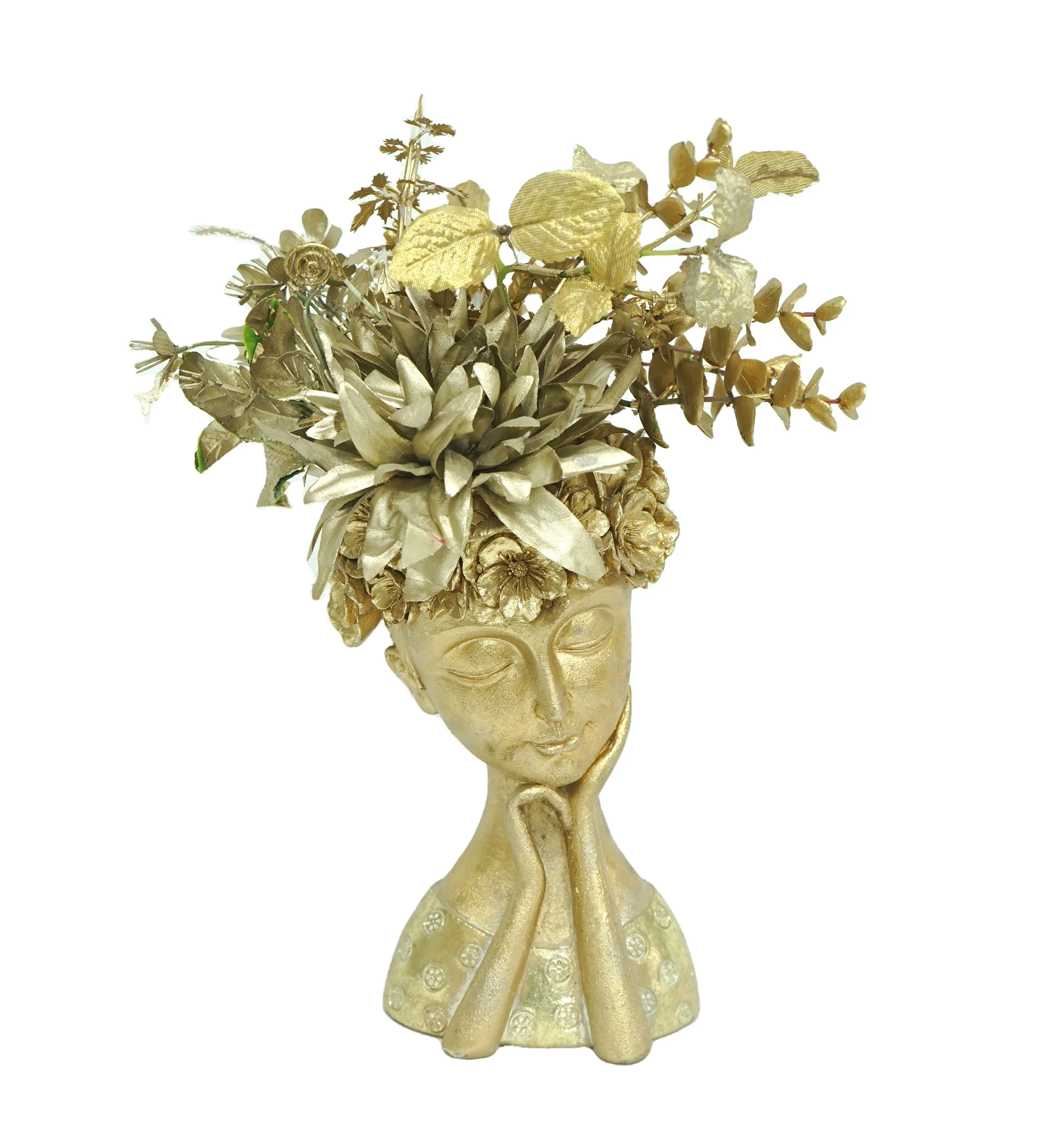 Top Grace Factory Price Black African Girl Face Vase Art Resin Flowers Vase Creativity Human face Vase Home decor