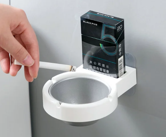 Stainless steel ashtray Nailless cigarette lighter receiving rack can hold cigarette wall hanging ashtray disassembled and clean