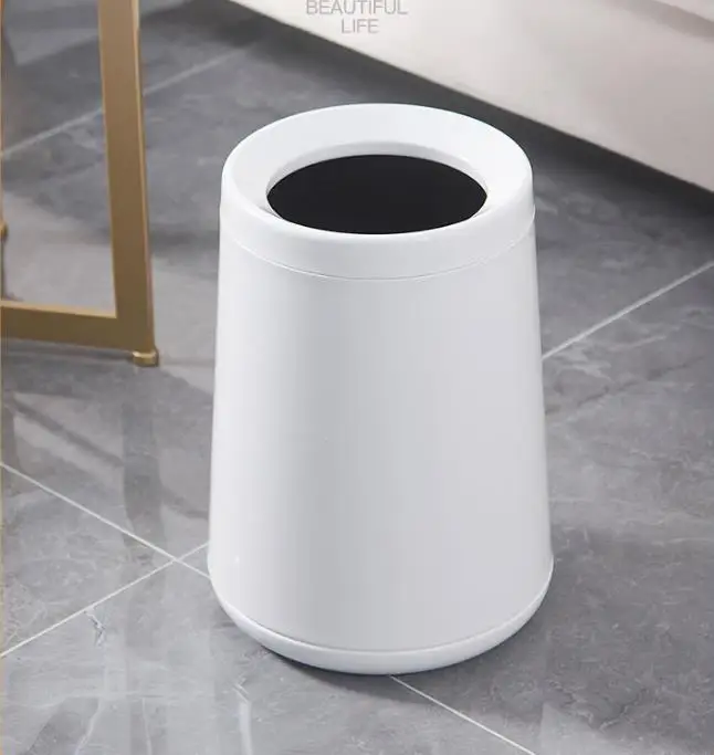 8L Black Trash bin Stainless Steel Garbage Can Room Trash Can Metal Waste Bin with Top Opening