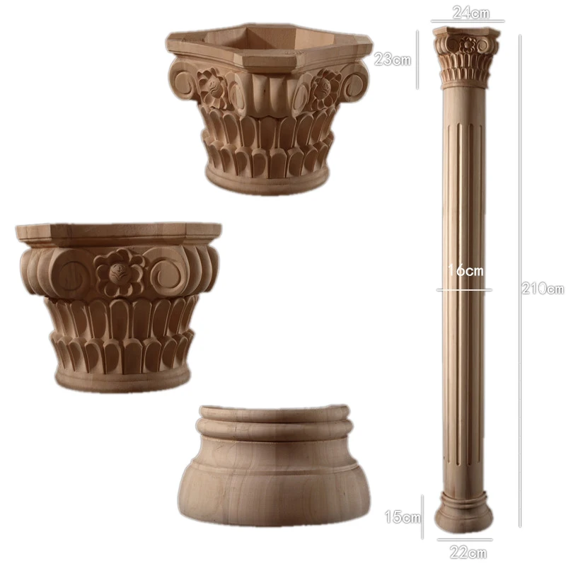 Solid wood Roman columns European style background wall carved decoration full circle semicircle indoor ash wood red oak