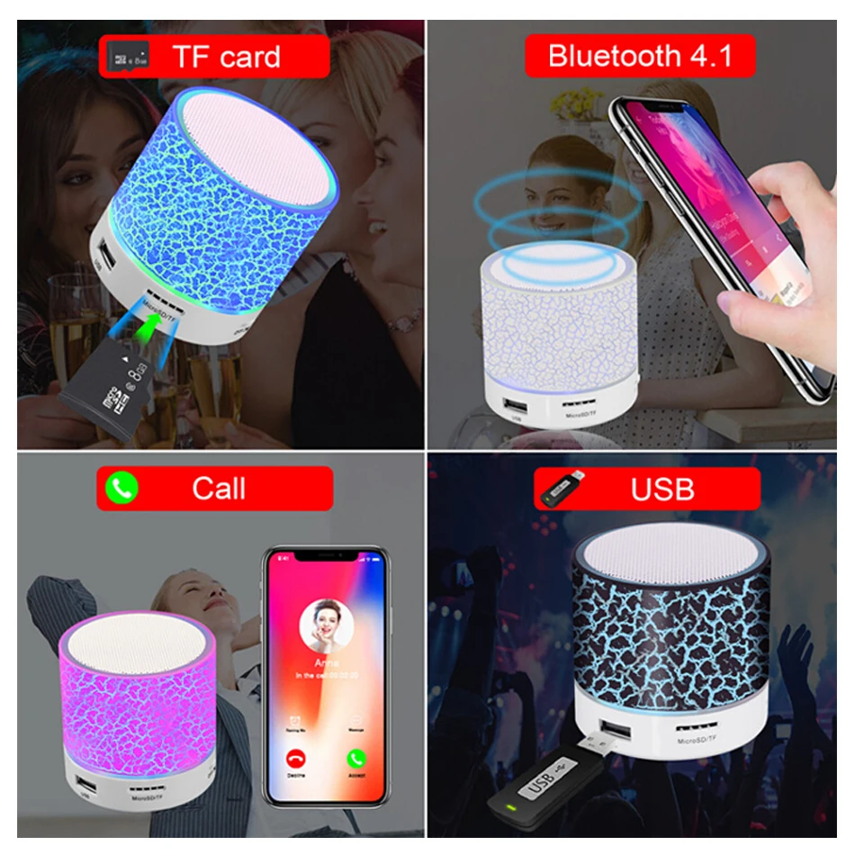 Speaker Wireless Sound Super Bass Portable Colorful Waterproof Party mini ipx7 Music A9 Speakers