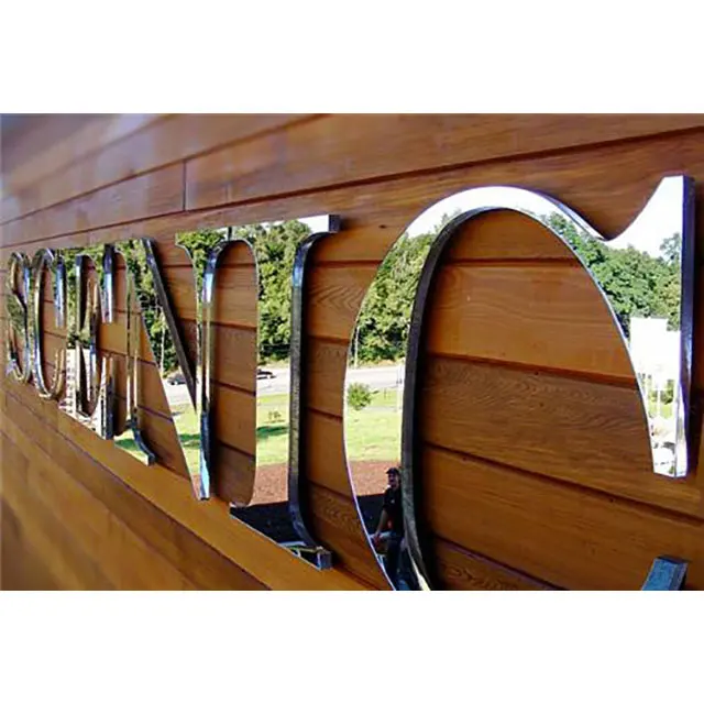 Custom 3d Backlit Signage Light Letter Gold Mirror Brushed Metal Heavy Sign Pub Signs Brand Logo