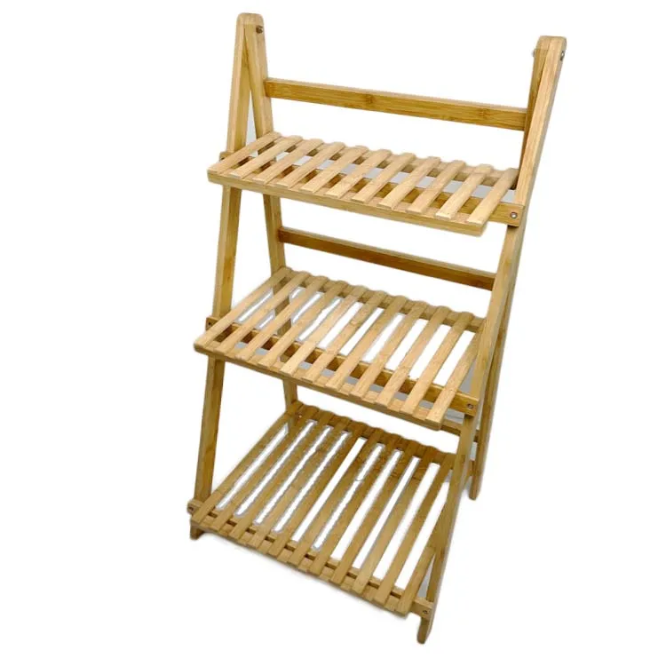 WDF Wholesale  flower display stand rack outdoor  bamboo wooden flower rack display rack bamboo plant stands for home garden.