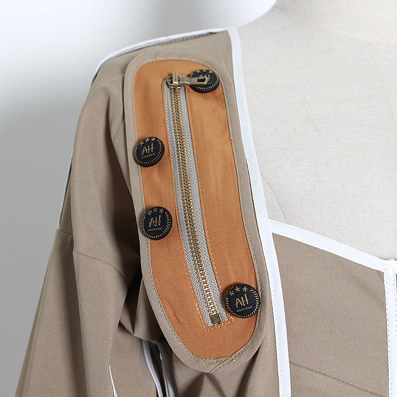 CHICEVER Лоскутные пальто для девочек с квадратным воротником рукавами-фонариками на шнуровке женские куртки 2020 модная одежда