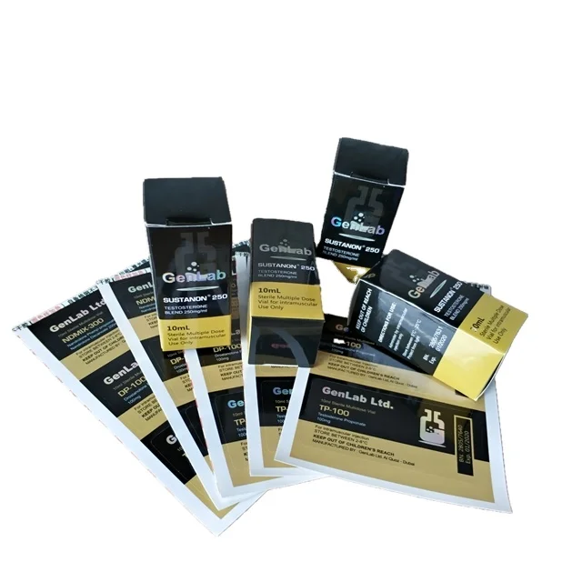 Free design custom printing with holographic logo Gen Pharma labs steroid 10ml vial box label and vial paper sticker