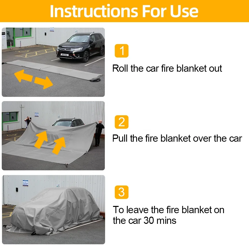 China Manufacture Quality 6x8 m Car Fireproofing Wrap 19.8 X 26.3 ft Extinguisher Vehicle Fires Electric Car Fire Blanket