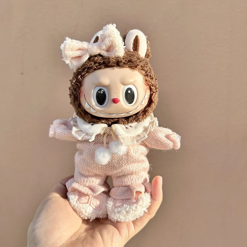 2276 17cm Pendant Blind Box Replacement Doll Lazy Series Cute Dress Outfit Clothes Only Labubu