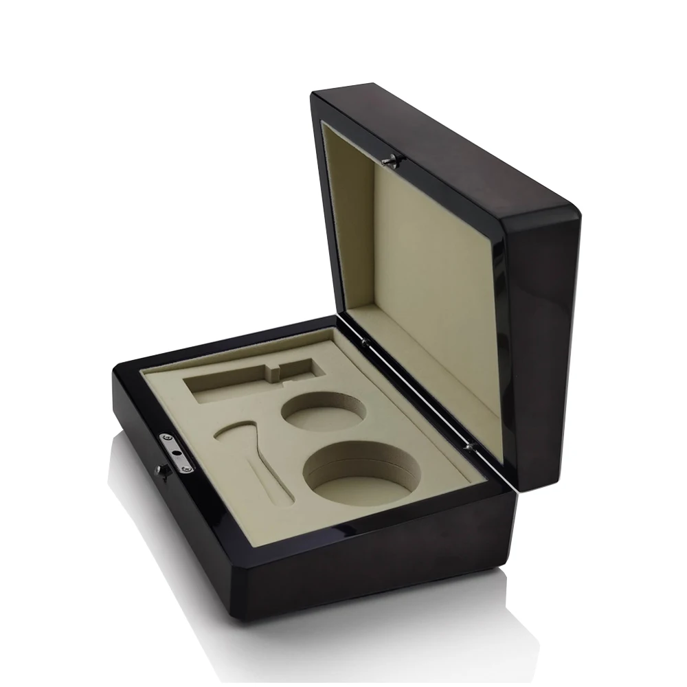 Guangdong factory direct top quality custom cosmetic decorative piano lacquer glossy wooden package box wood gift box wholesale