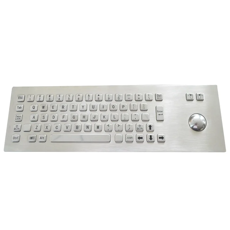 IP65 65 keys metal mechanical kiosk keyboard with touchpad or trackball