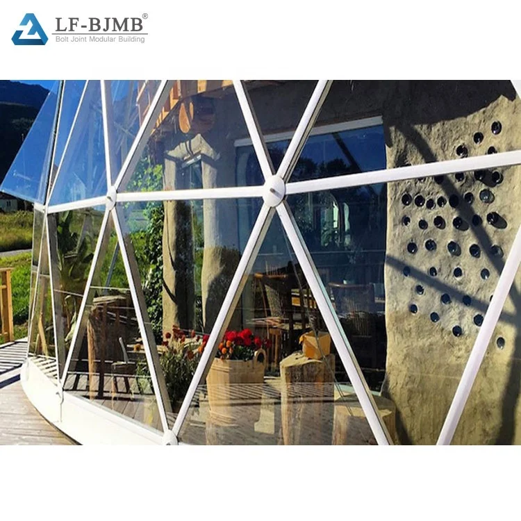 Waterproof Steel Space Frame Lighting Greenhouse Glass Dome House