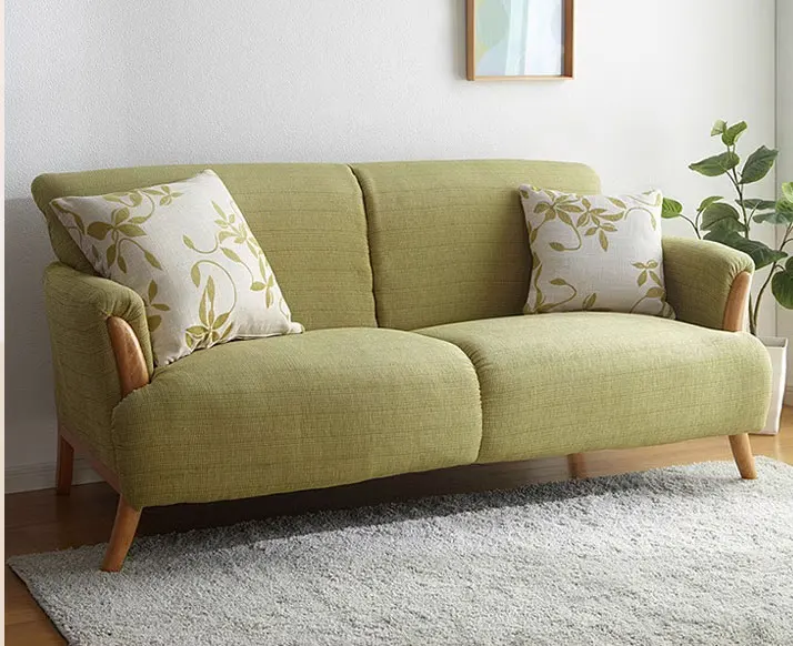 012 Nordic style furniture fashionable wooden sofa Japanese style apartment living room bedroom double or triple fabric sofa