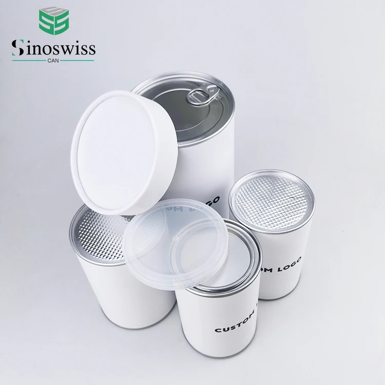 Eco friendly custom brand logo metal lid milk coffee tea powder food grade paper empty  can tin for canning food packaging