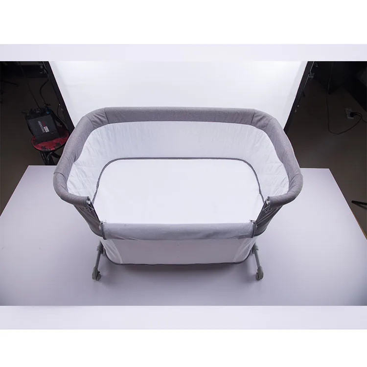 Best selling free assembly wooden baby cot design bedside sleeper & playpen