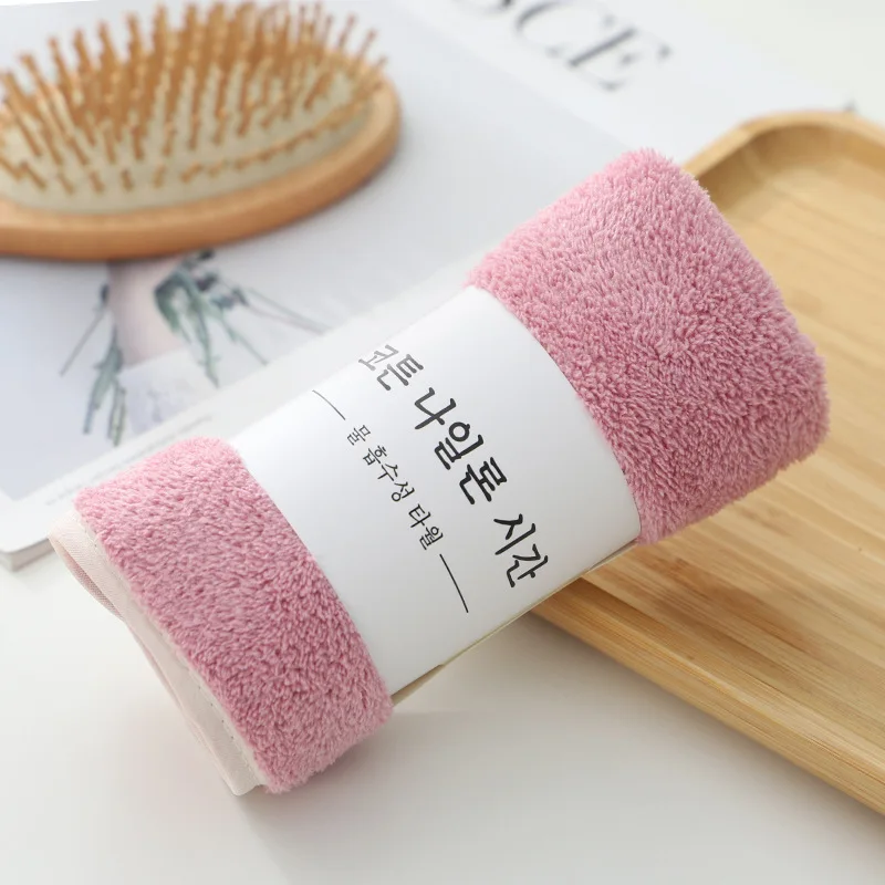 whosale stock kation coral fleece super absorbent  face towel hand towel dish towel with hanger