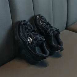 China manufacturer leather mesh pu wedge high heel red kids casual shoe glitter sneakers