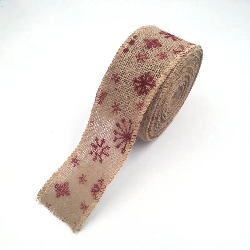 WHOLESALE Christmas Festival Holiday Wedding Party Gift Wrapping Decoration  Printing Jute  Ribbon