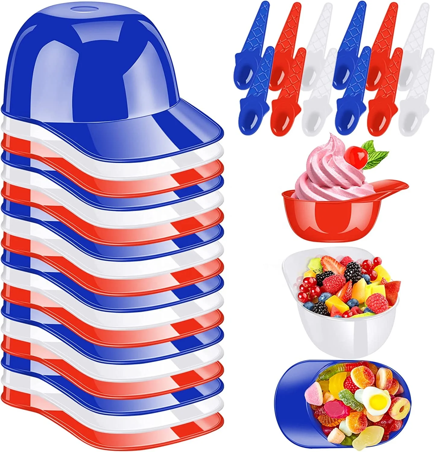 12 count Black  8 oz. Mini Baseball Helmet Ice Cream Snack Bowl