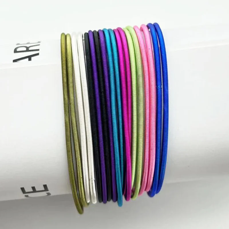Wire Bracelet Mardi Gras Elastic Tie Ponytail Holder Mardi Gras Guitar String Bracelet Set Mardi Gras Hair Tie Spring Bracelet