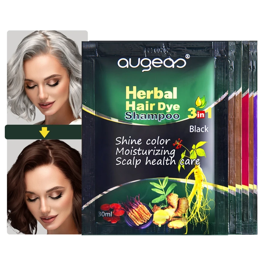 Мини Черный шампунь для волос в саше седых