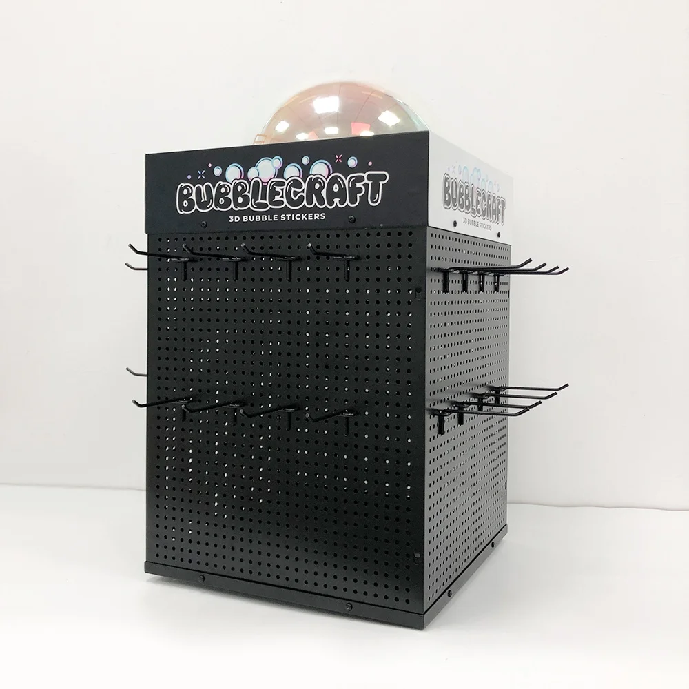 Rotating Electronic Accessories Display Stand Sticker Tool Retail Acrylic header Metal Pegboard Display Rack