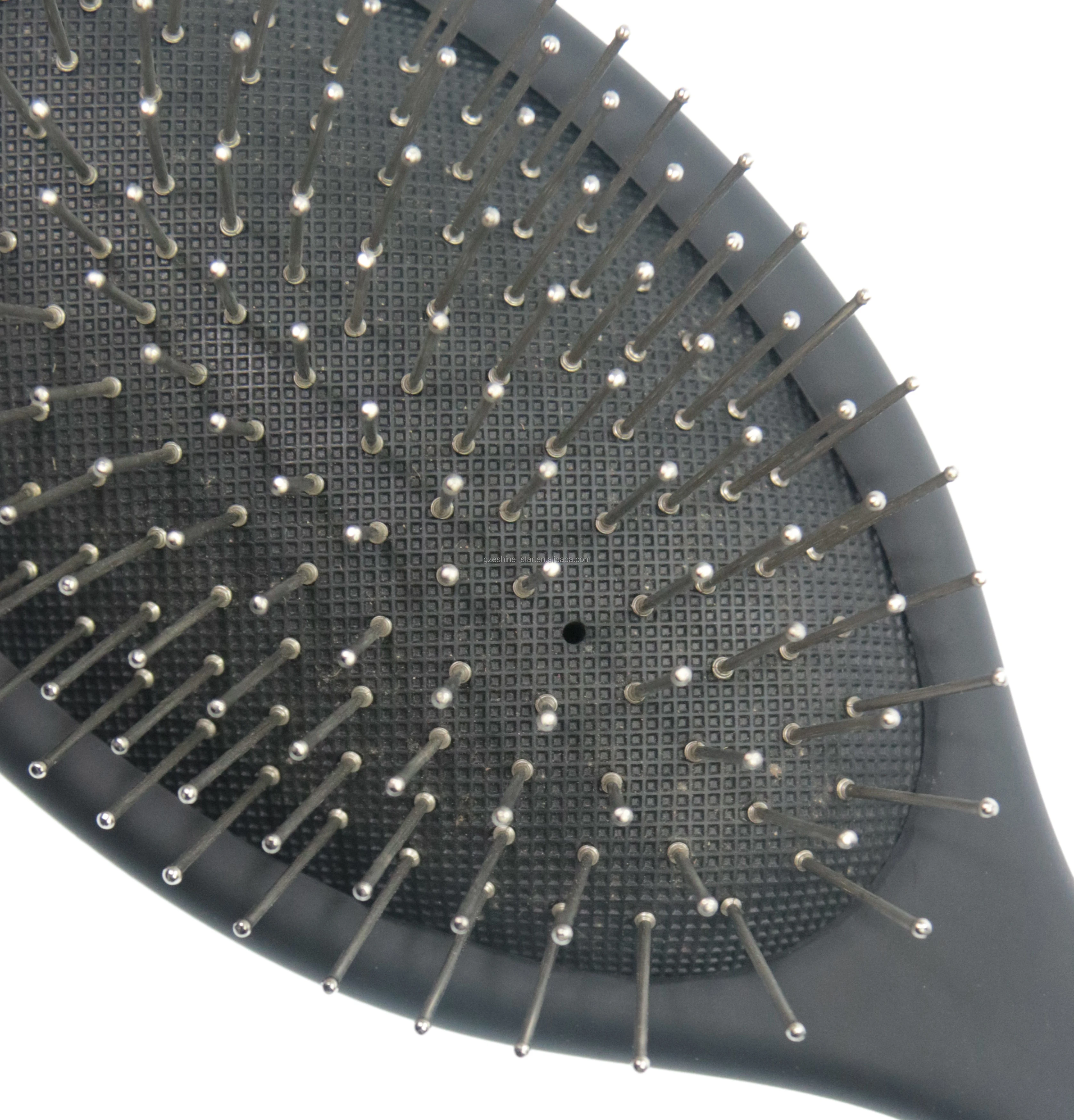 Custom Private Logo Black Metal Pin with Round Ball Medium Air Cushion Paddle Brush Metal Pin Brush