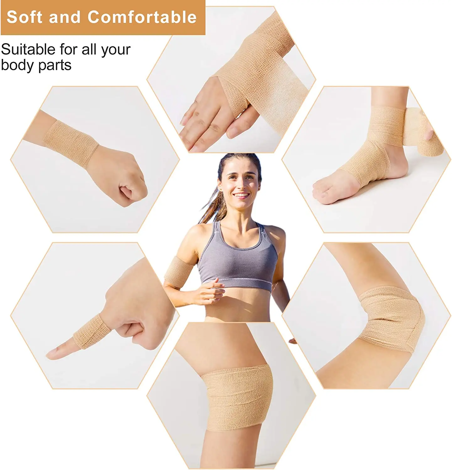 Hongan 100% cotton crepe bleached cotton elastic bandages wrinkle bandage used for First Aid Wound Care