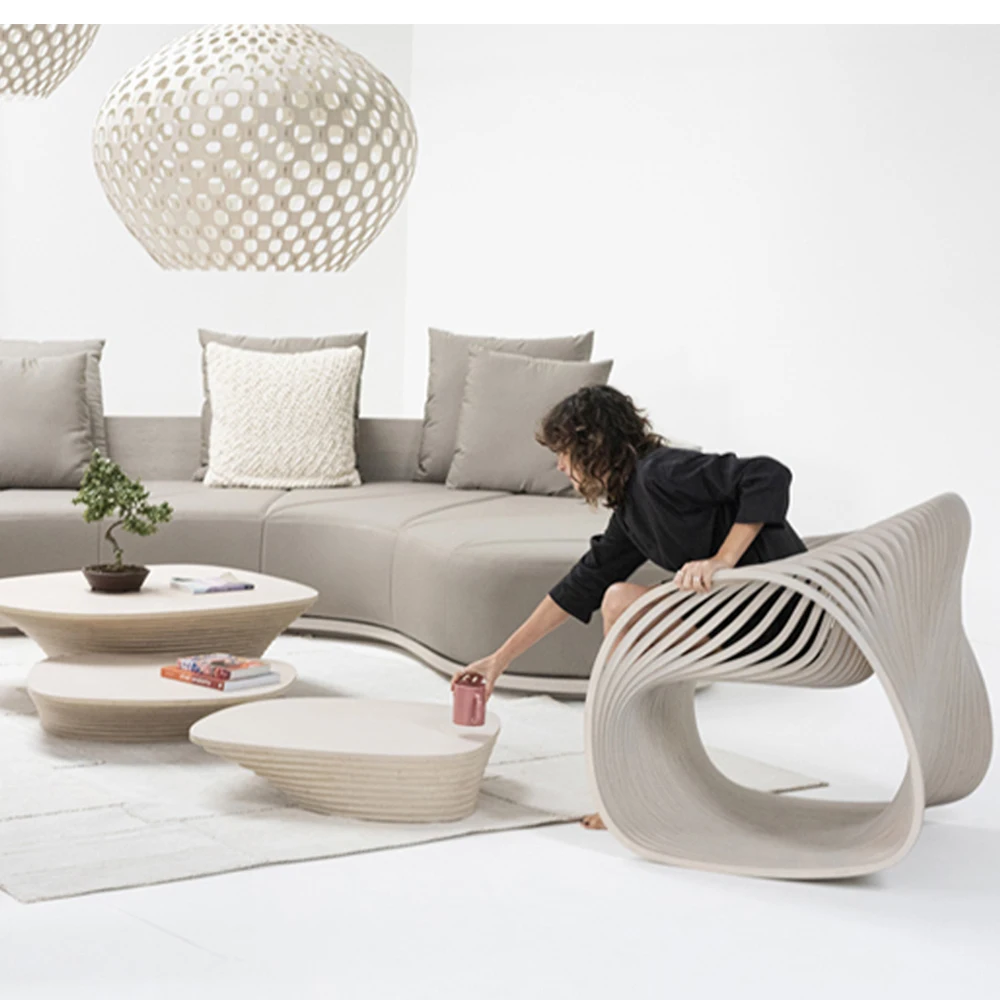 Solid wood single chair special-shaped seat stool designer design space home villa hotel room rest chair