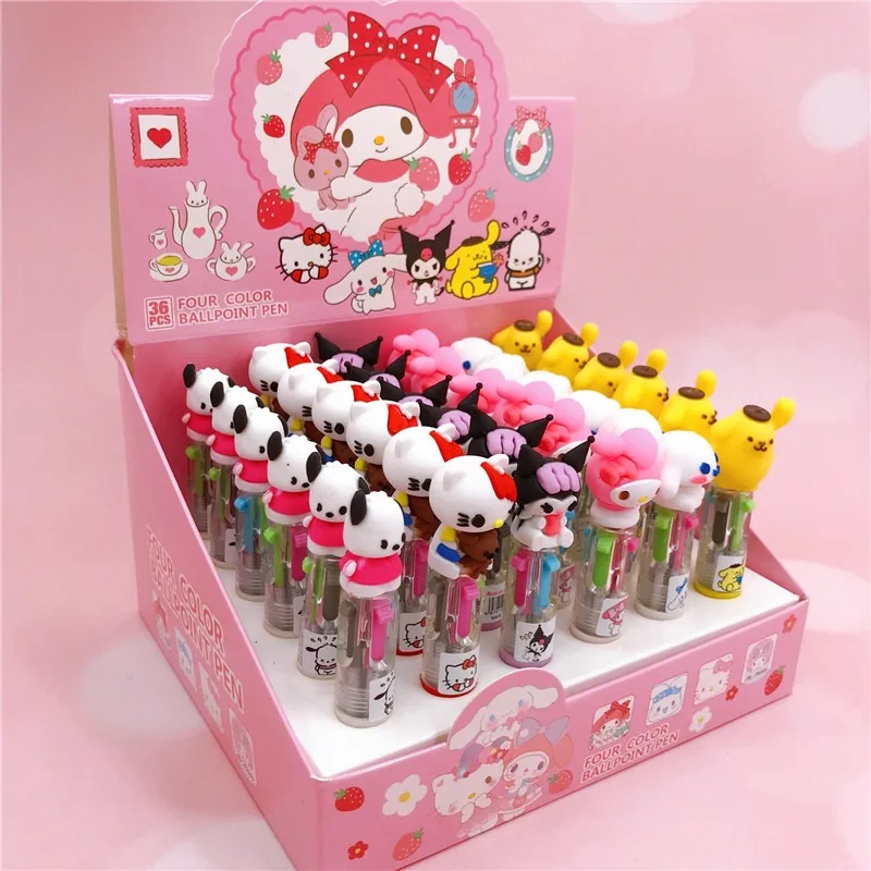 Wholesale Kuromi ballpoint pen 4 color KT melody pen cartoon Cute Kuromi figure ballpoint pens for kids 1010