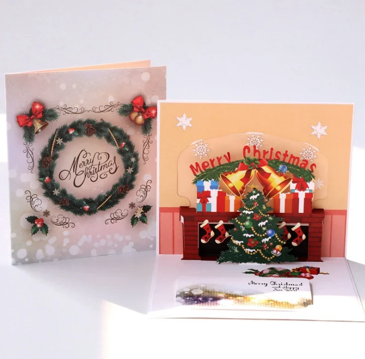 Christmas stereoscopic card Christmas tree 3D paper carving  Creative greeting CARDS Handmade gifts customized wholesale