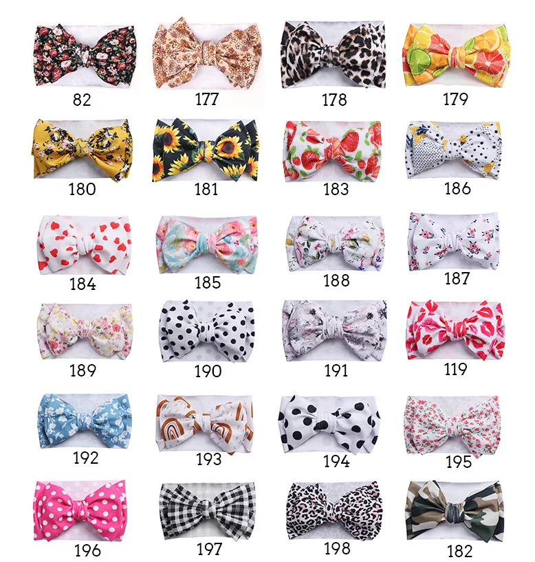 Wholesale Cute Baby Girls Headband Toddler Big Bow Knotted Hairband Lips Printed Turban Knot Headwraps Kids Wide Headbands