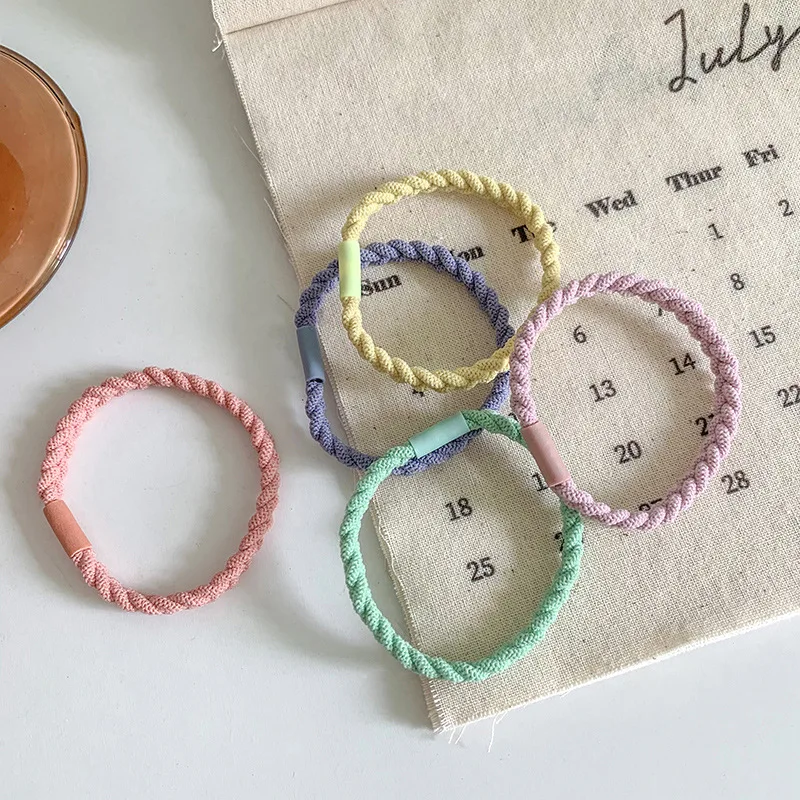 Candy Color Bracelet Hair Ties Braided Ponytail Holders Twisted Elastic Hair Ties