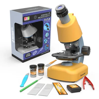 Kids Microscope Education Toys Portable LED Illuminated Biological Science Lab Optics Microscope Toys Set Children STEM Toys