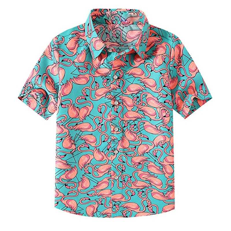 Повседневная гавайская рубашка с короткими рукавами и цифровым принтом для больших мальчиков
