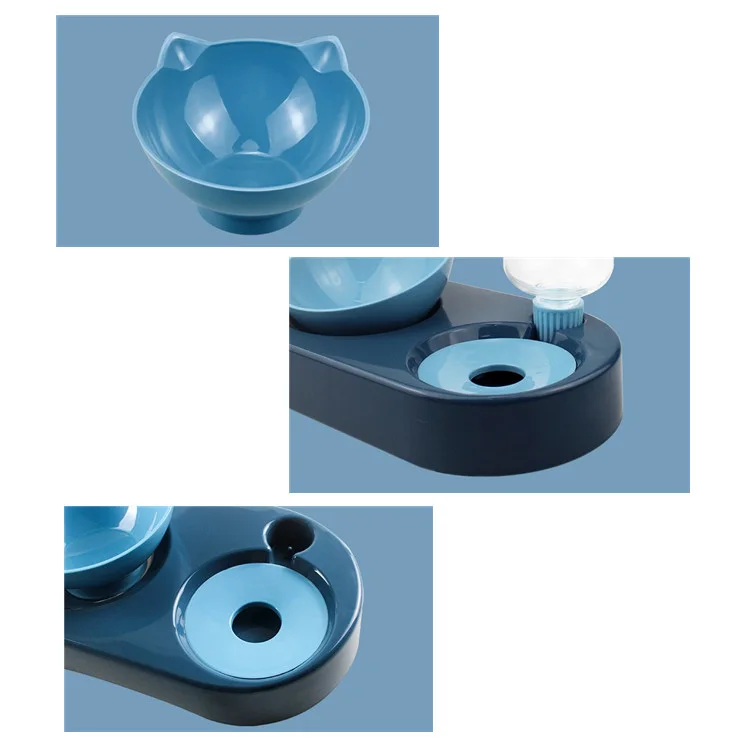 New 2-in-1 Cat Bowl Water Dispenser Automatic Storage Pet Dog Food Container with Waterer