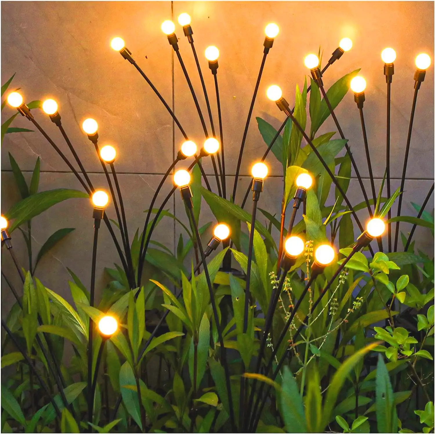 Solar garden Firefly lights LED wind moving fireflies ground plug decoration for holiday swinging
