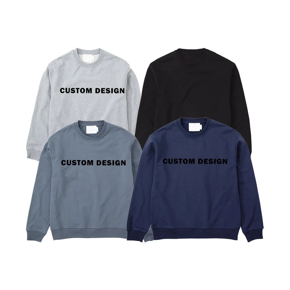 100% cotton 300GSM  blank Crew neck Sweatshirts for Mens  Drop shoulder heavyweight Crew neck sweatshirt custom logo